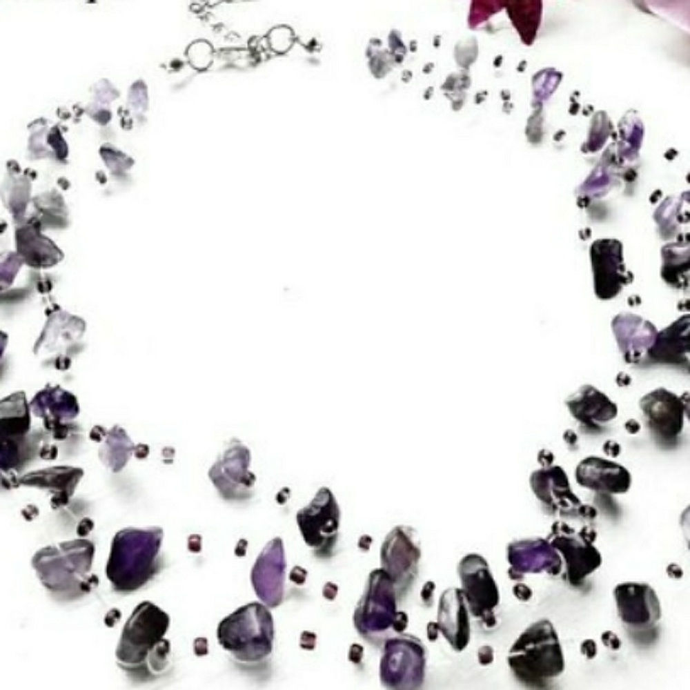 Raw Amethyst illusion necklace